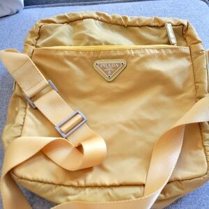 Authentic Vintage Prada Yellow Nylon Shoulder Crossbody Bag